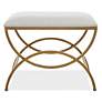 2_Cinnabar Road Juneau 23 3/4"W Brushed Brass and White Bench