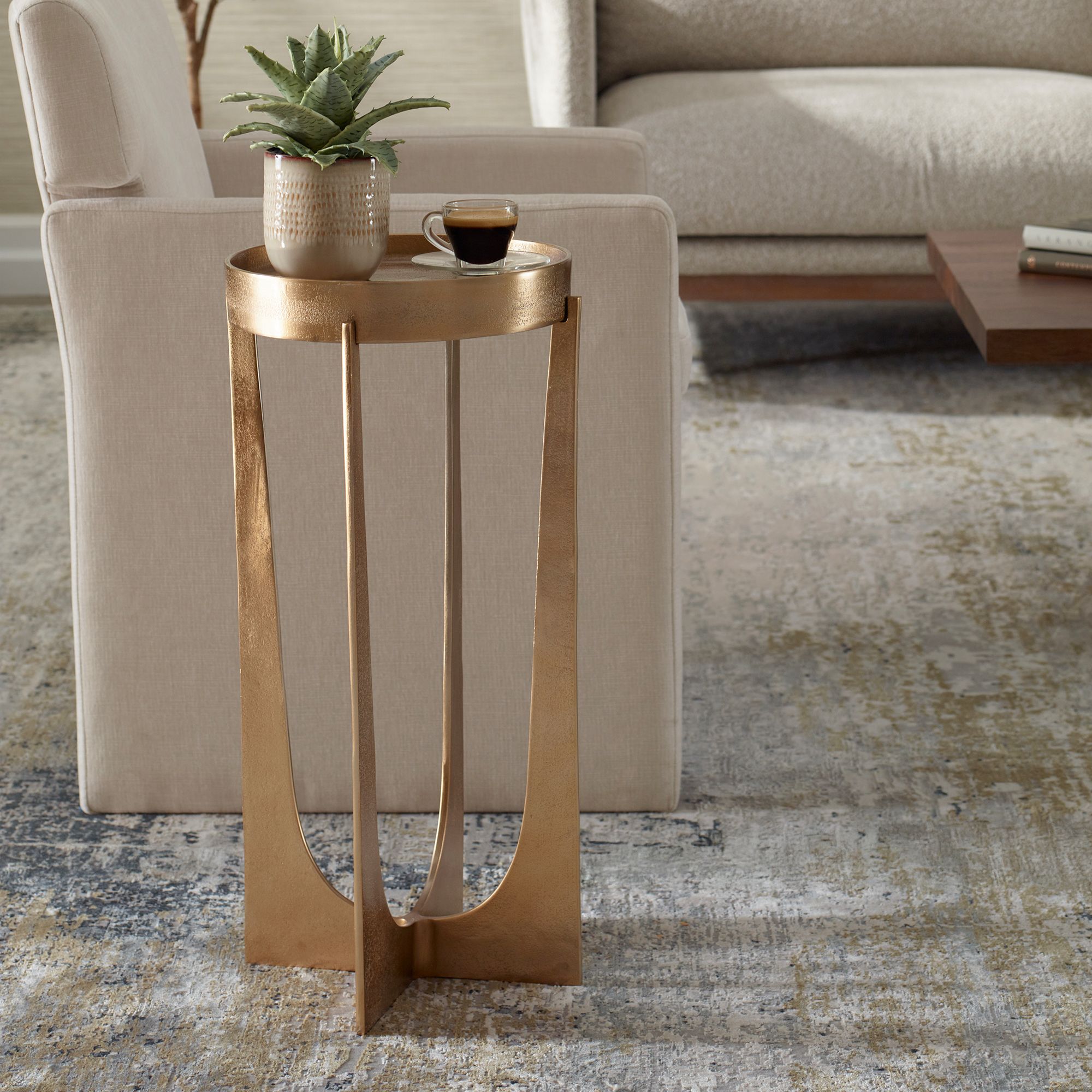 Thumbnail1 of Cinnabar Road Katherine 12 1/4" Wide Old Brass Accent Table
