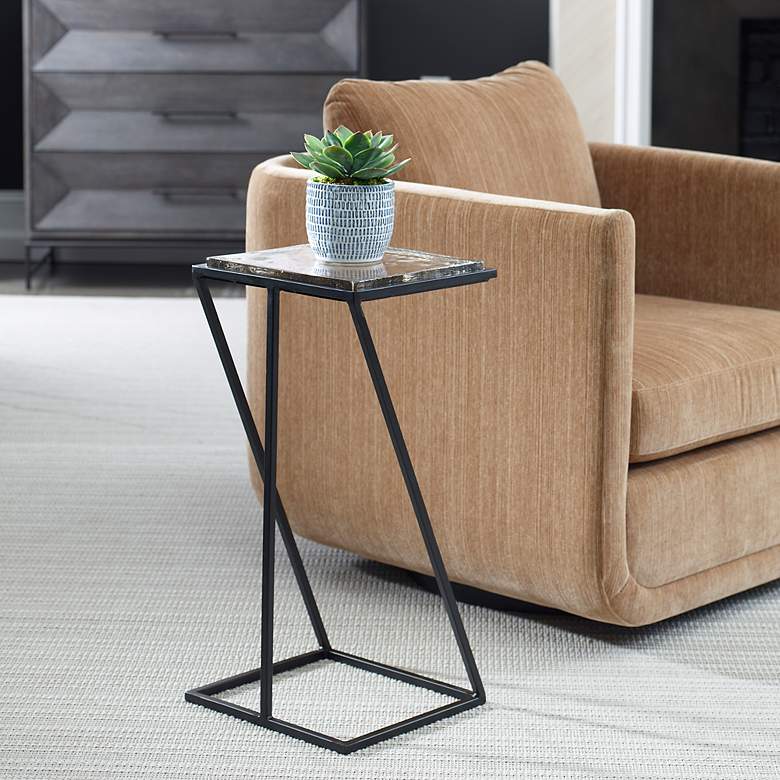 Image 3 Cinnabar Road Keller 12 1/4" Wide Black and Glass Accent Table more views