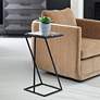 3_Cinnabar Road Keller 12 1/4" Wide Black and Glass Accent Table more views