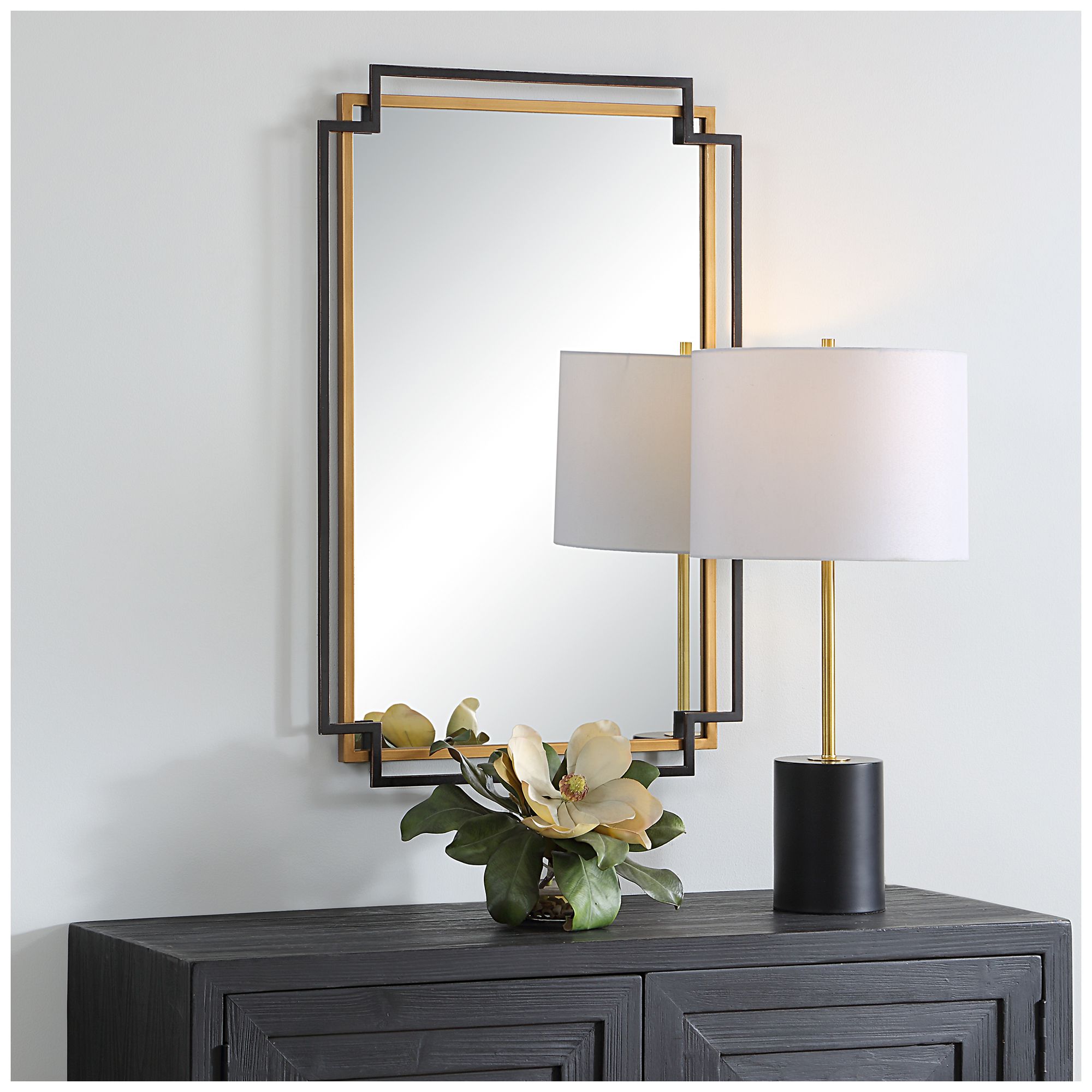 Image 3 Cinnabar Road Kensington 34 1/8 H" Bronze and Gold Metal Framed Mirror more views
