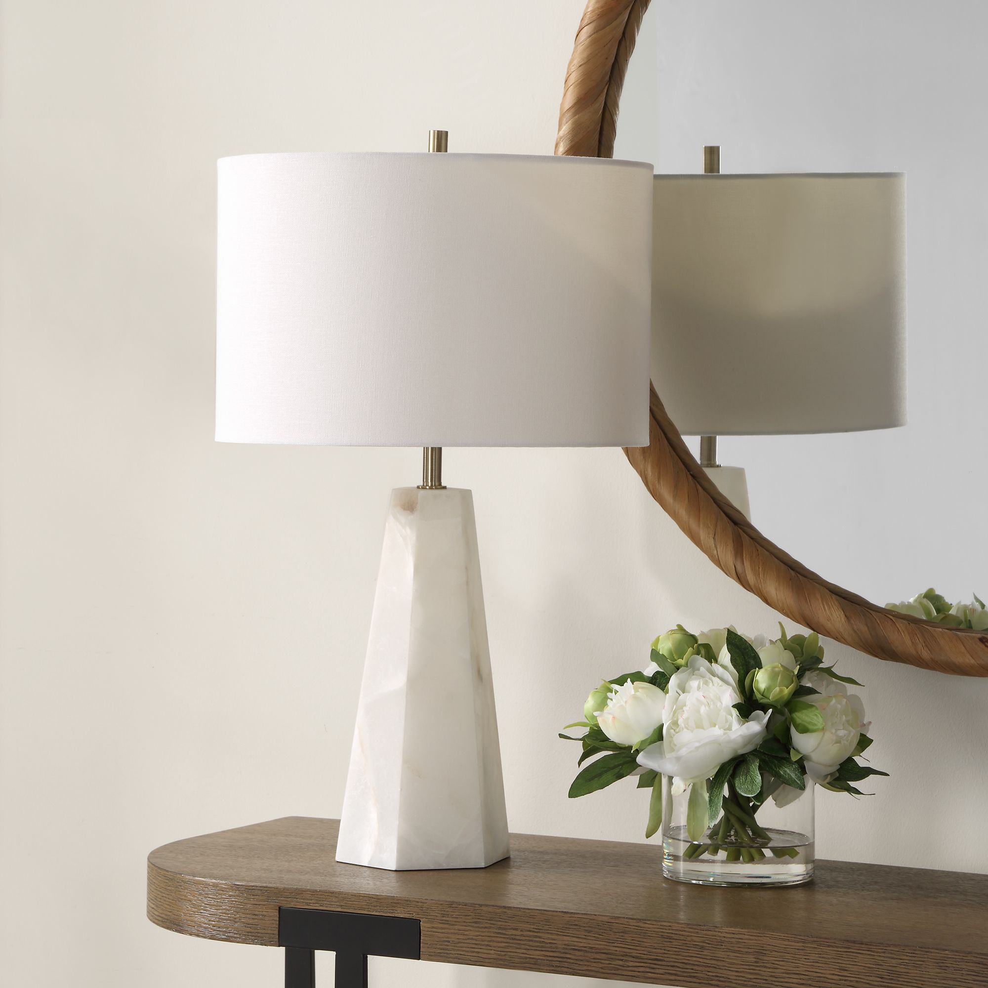 Image 3 Cinnabar Road Kirby Cream Marble Accent Table Lamp more views