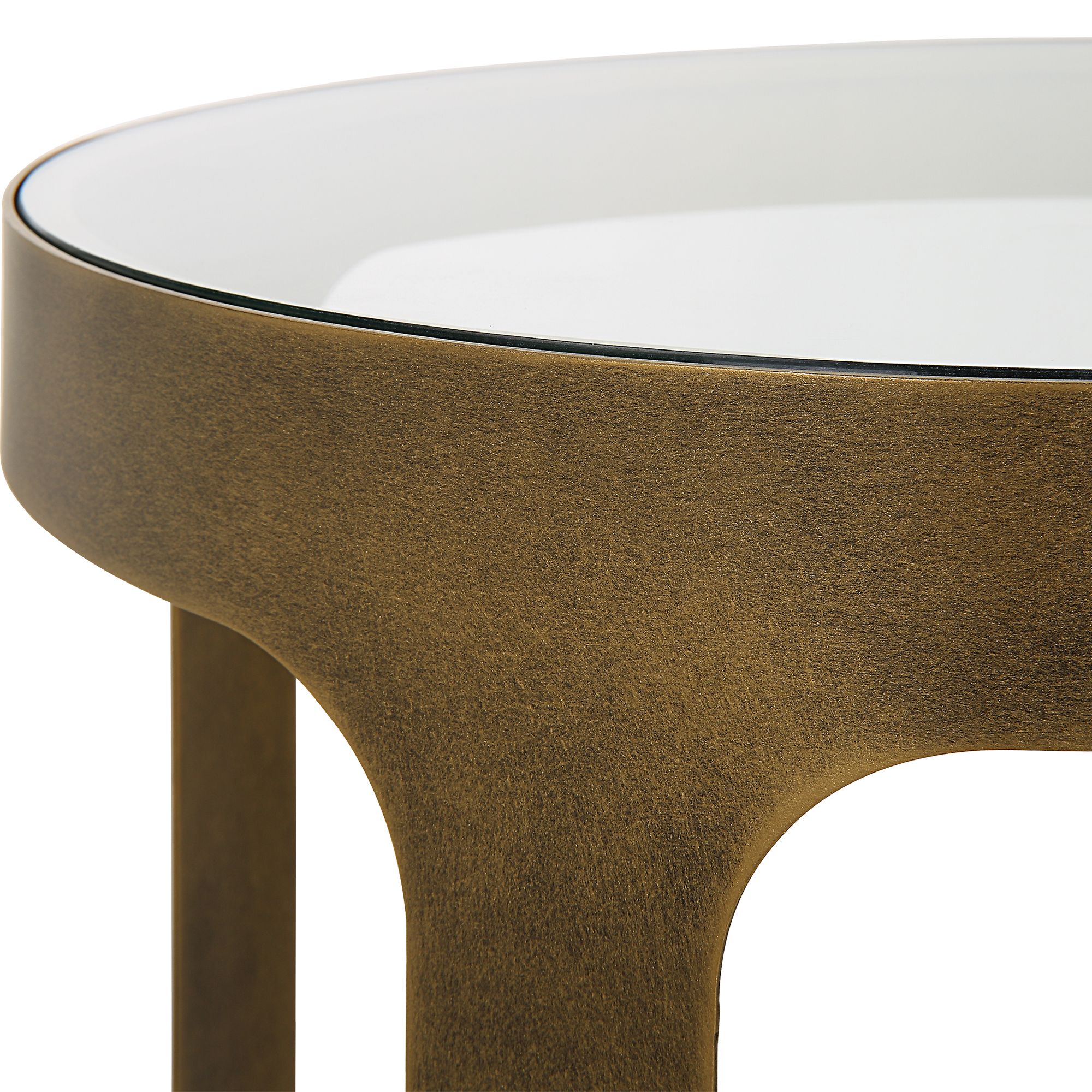 Image 4 Cinnabar Road Kona 15 1/4"W Brushed Gold and Glass Accent Table more views
