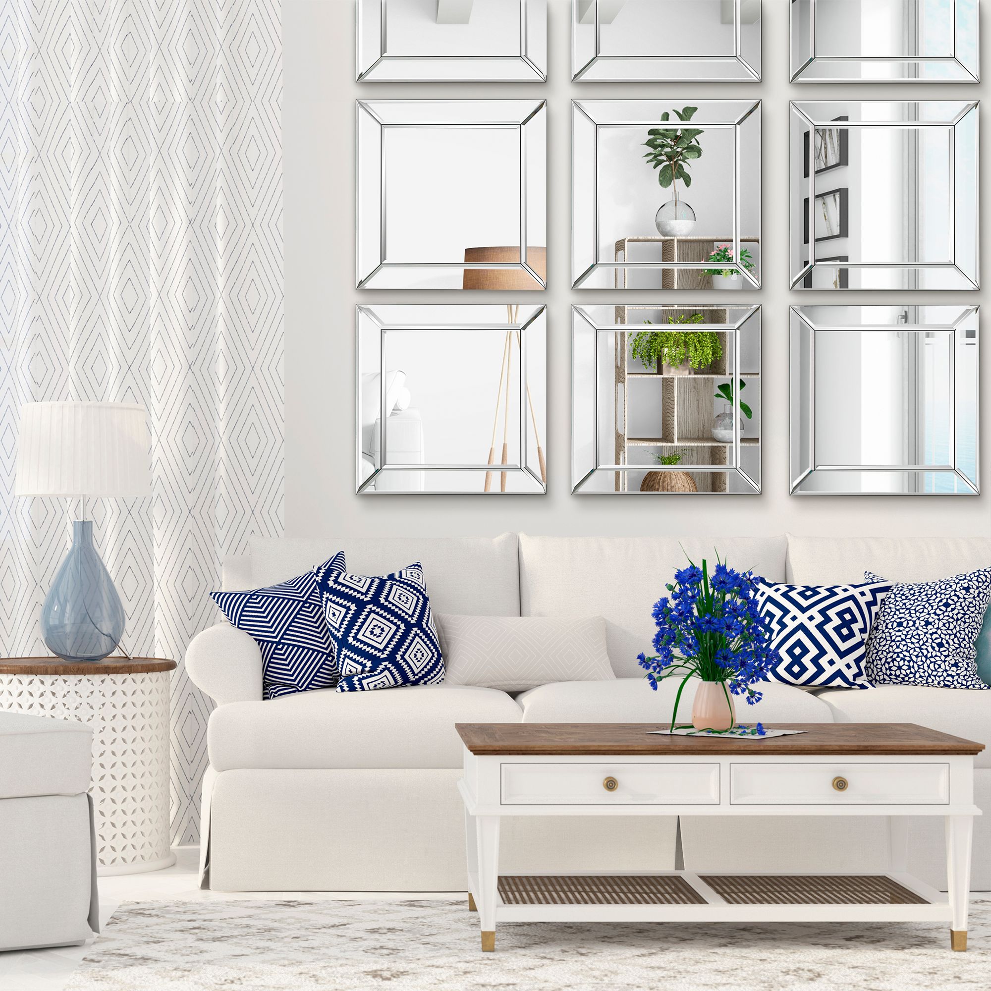 Image 3 Cinnabar Road Laguna 22" Square Frameless Wall Mirrors Set of 2 more views