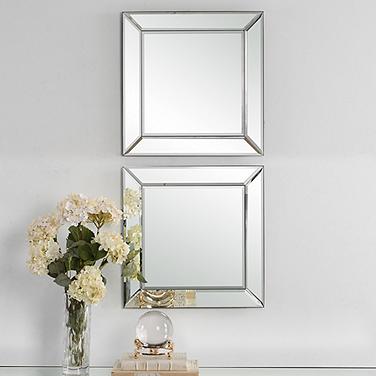 Cinnabar Road Laguna 22" Square Frameless Wall Mirrors Set of 2