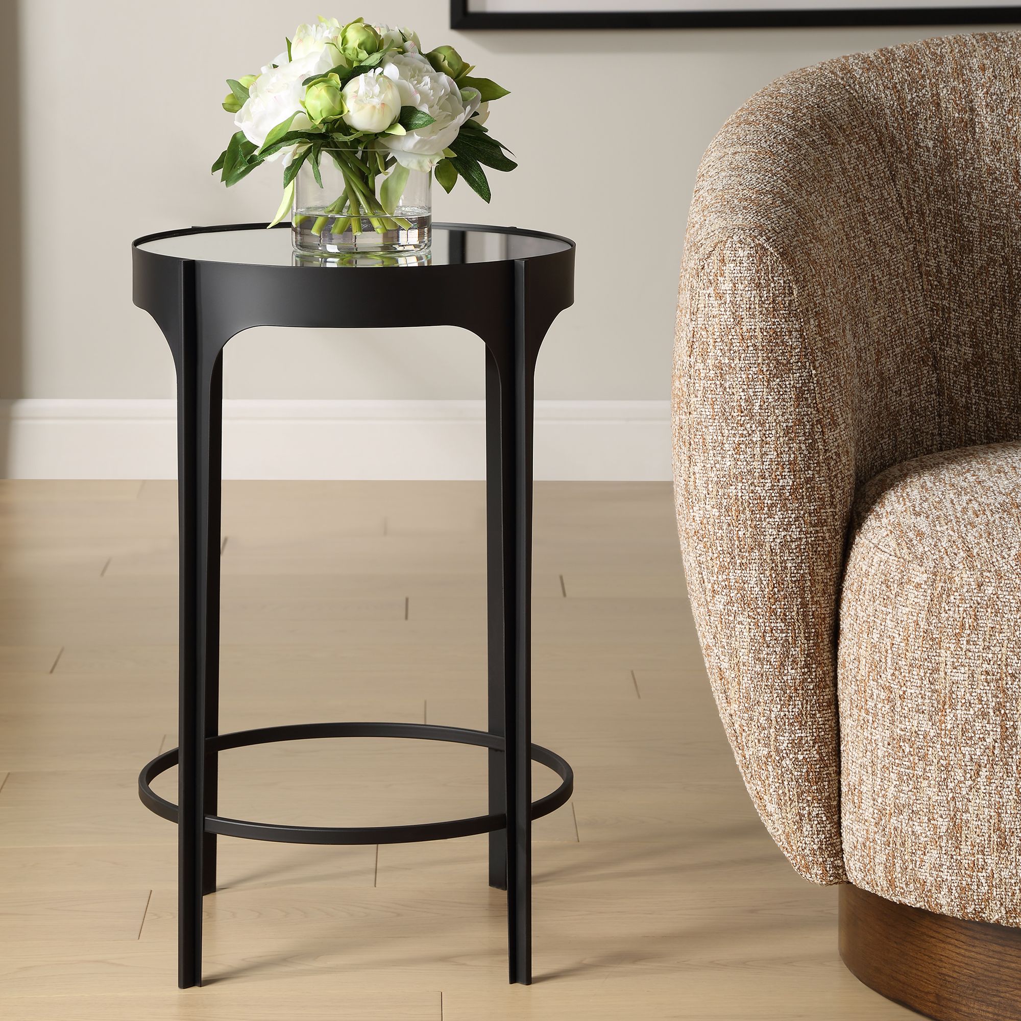 Thumbnail3 of Cinnabar Road Maeve 16"W Black Accent Table w/ Mirrored Top more views