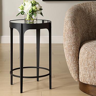Cinnabar Road Maeve 16"W Black Accent Table w/ Mirrored Top