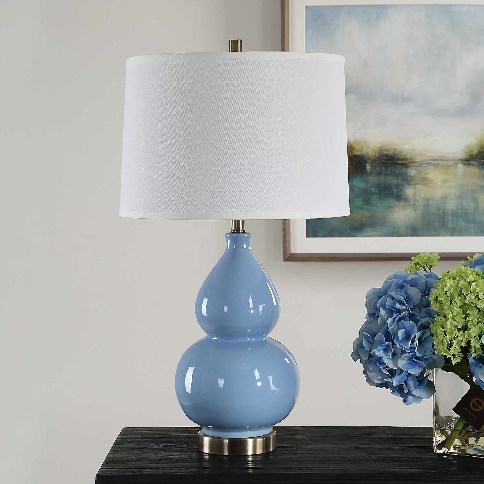 Image 3 Cinnabar Road Maren 26" High Powder Blue Gourd Ceramic Table Lamp more views