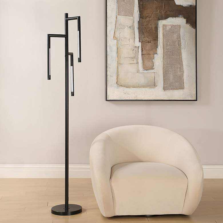 Image 3 Cinnabar Road Maricopa 71 1/2"H Black 3-Light Modern LED Floor Lamp more views