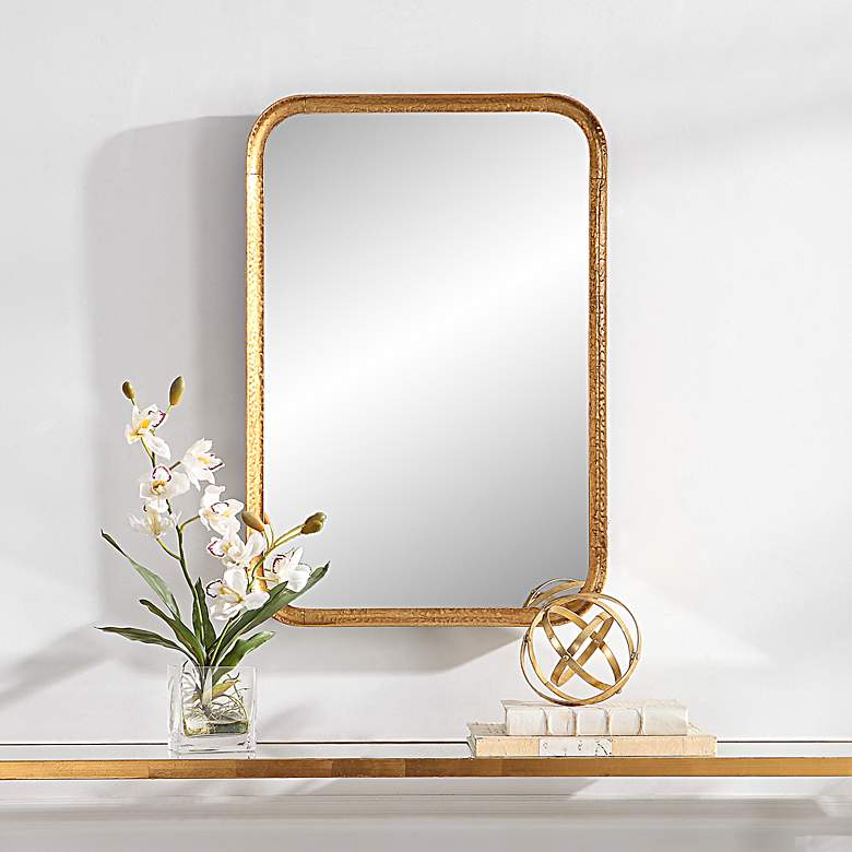 Image 1 Cinnabar Road Mather Hammered Gold 20" x 30" Wall Mirror