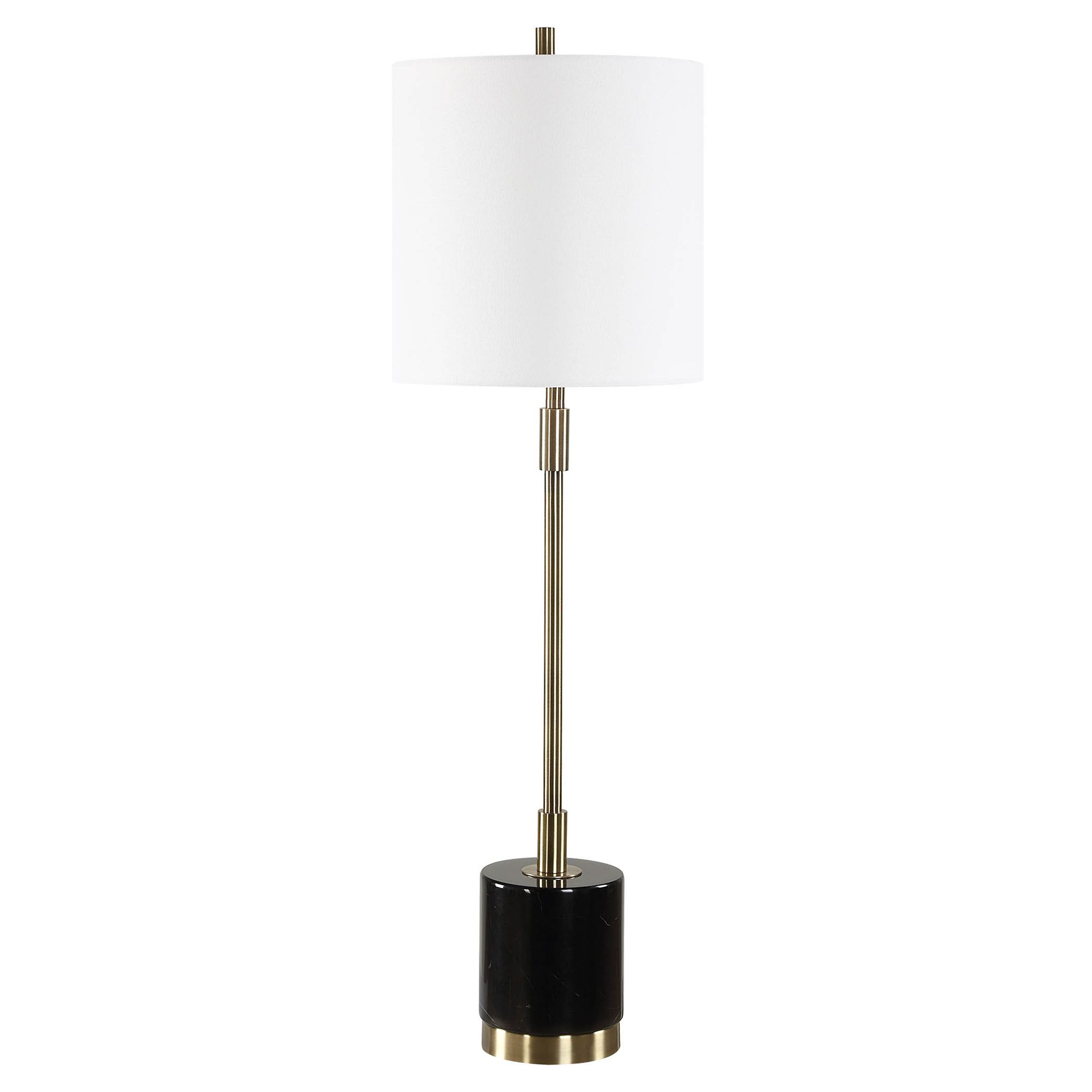 Cinnabar Road Mesa Black Marble and Brass Buffet Table Lamp