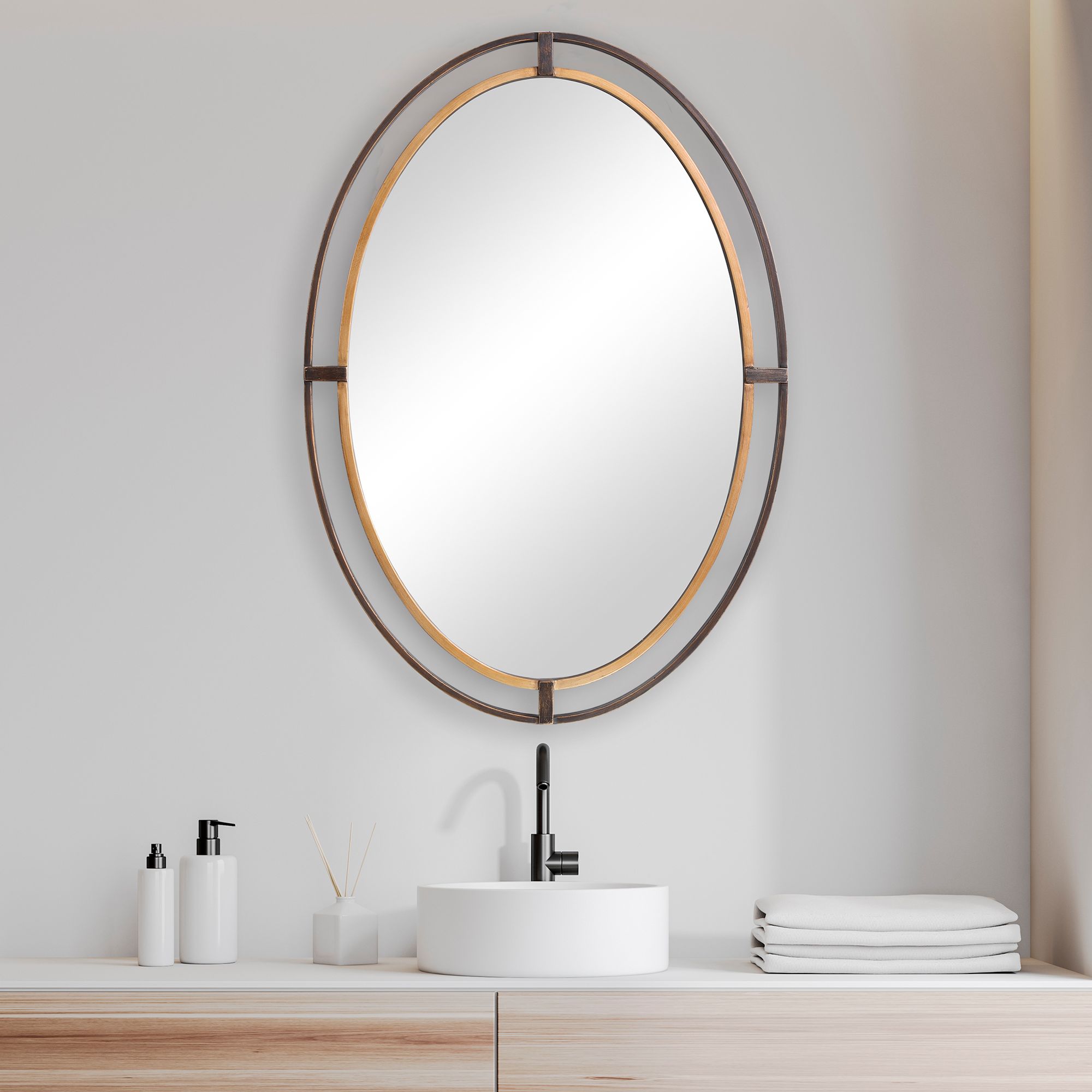 Cinnabar Road Mill Bronze Gold 24 1/2" x 34 3/4" Wall Mirror