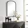 3_Cinnabar Road Miri Satin Black 22" x 34" Arch Wall Mirror more views