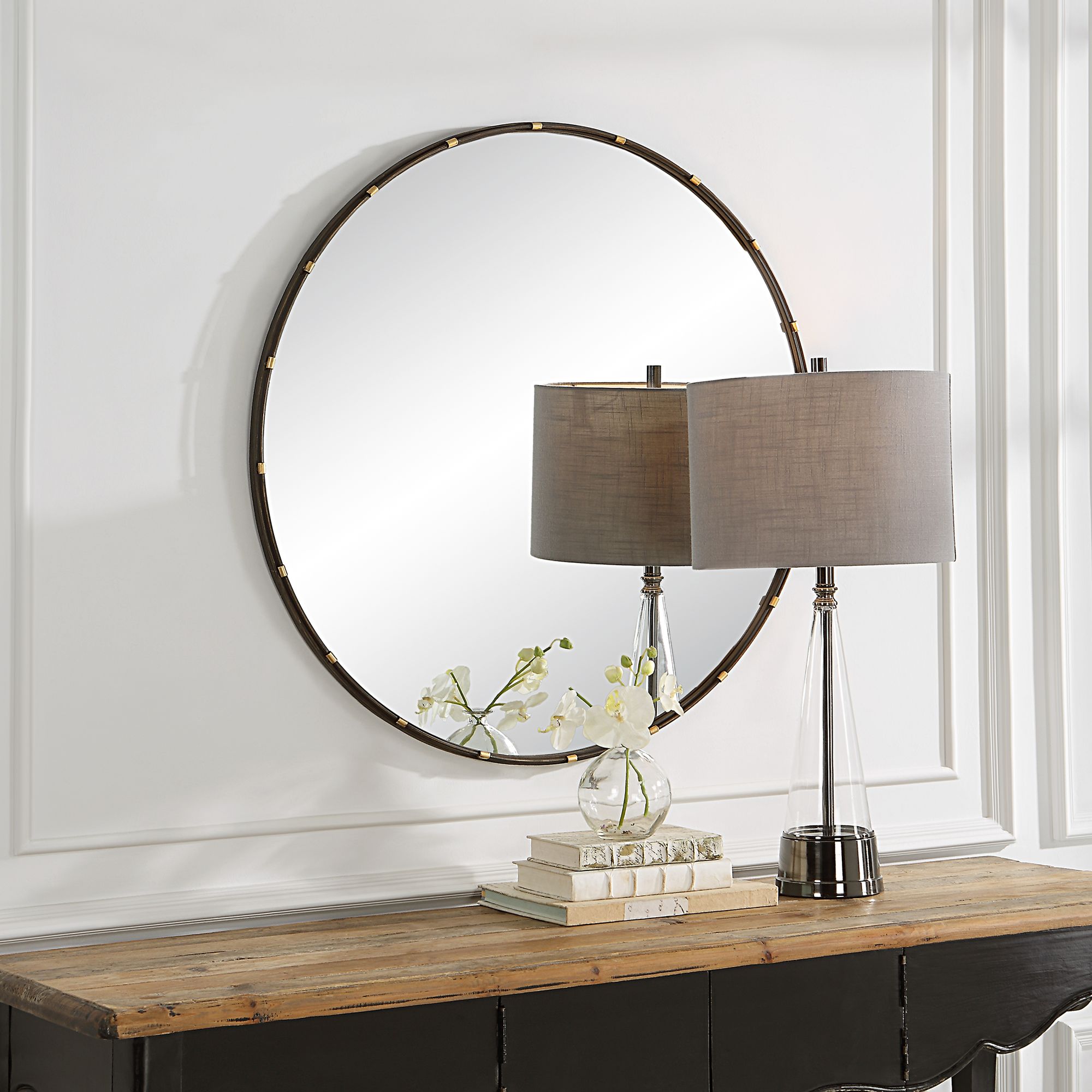 Image Cinnabar Road Monier Bronze 35" Round Wall Mirror