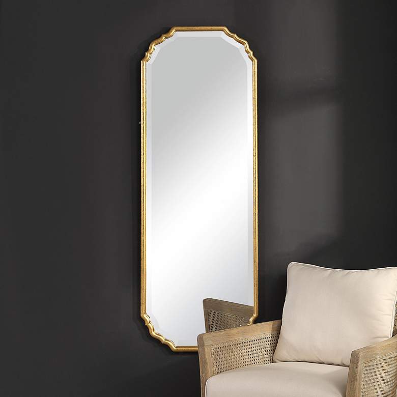 Image 1 Cinnabar Road Natomas Gold Leaf 21 1/2" x 61 1/2" Wall Mirror