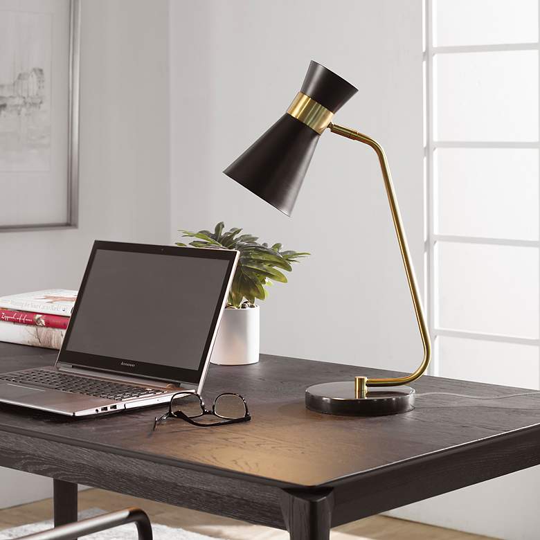 Image 1 Cinnabar Road Navasota Black and Gold Desk Lamp