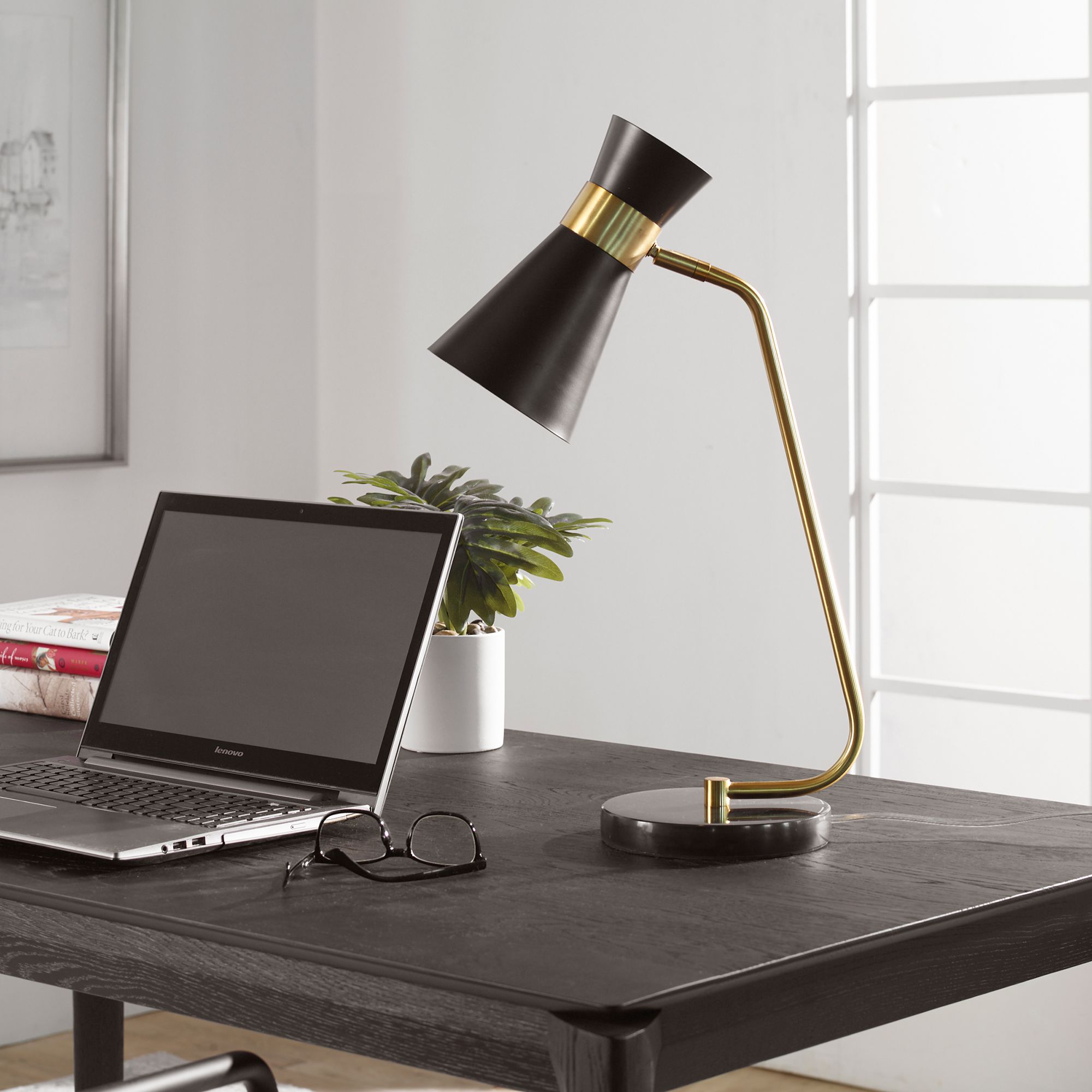 Image 3 Cinnabar Road Navasota Black and Gold Desk Lamp more views