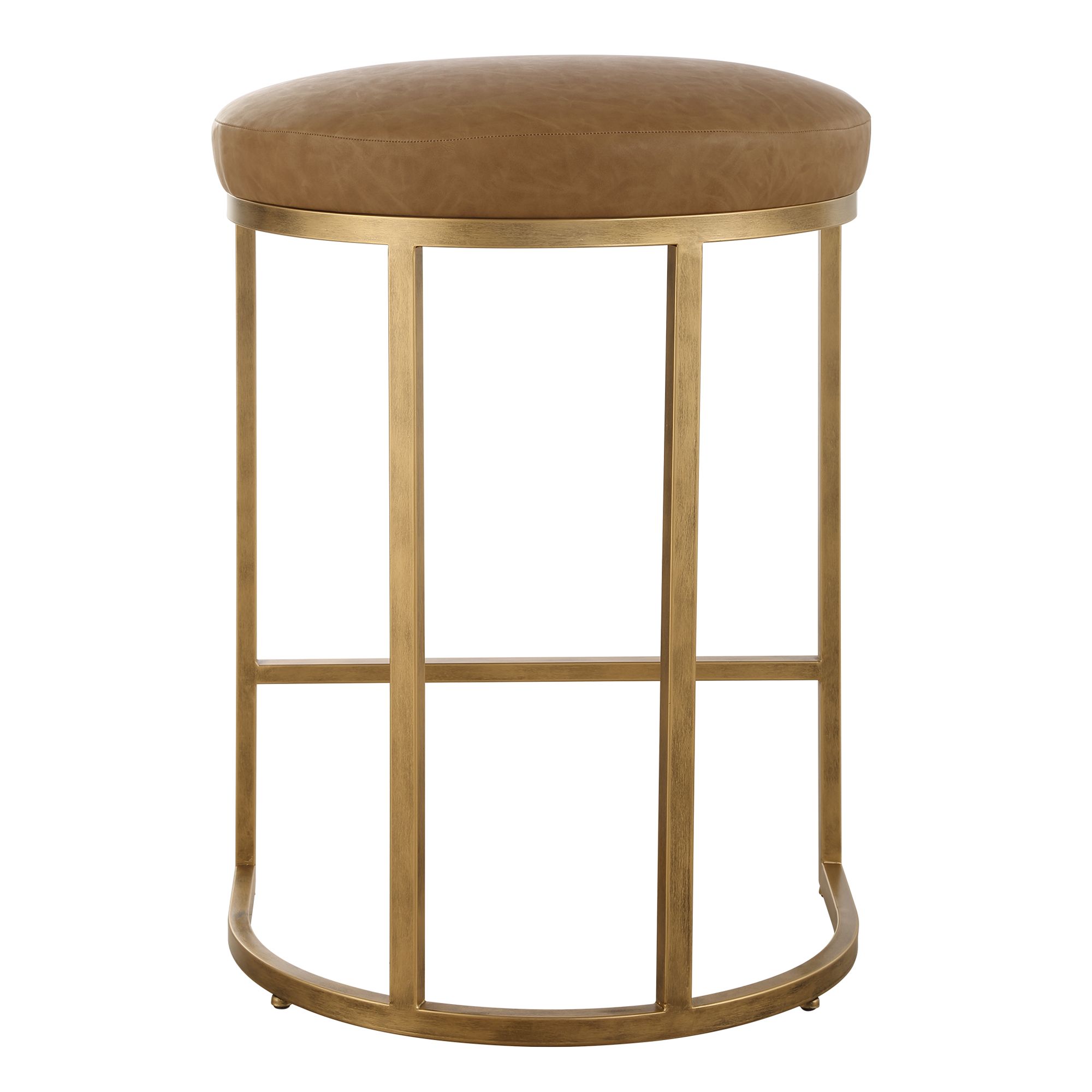 Cinnabar Road Nova 26 1/4" Rich Camel and Brass Counter Stool