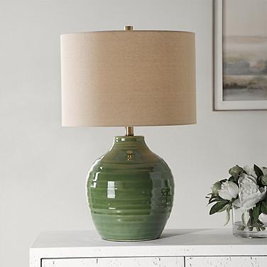 Cinnabar Road Odem 23" High Moss Green Ceramic Accent Table Lamp