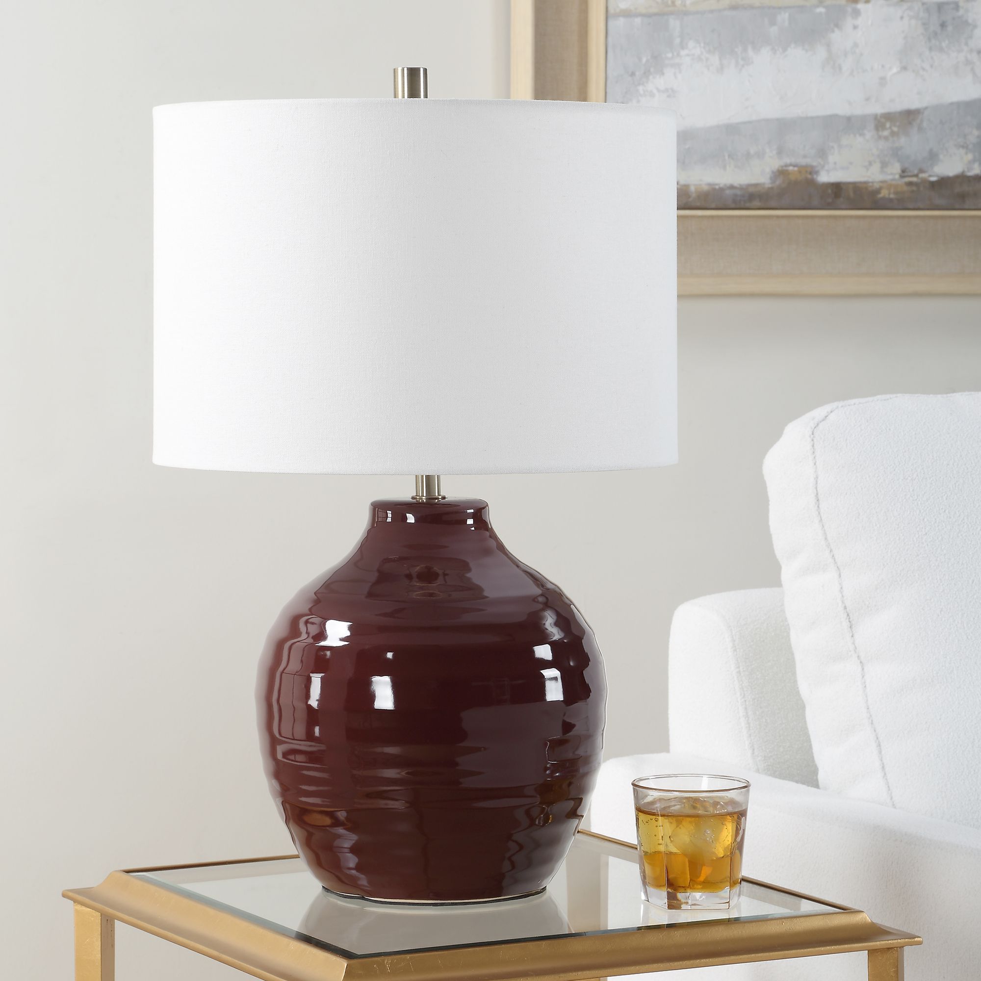 Image 3 Cinnabar Road Odem 23" High Ruby Red Ceramic Table Lamp more views