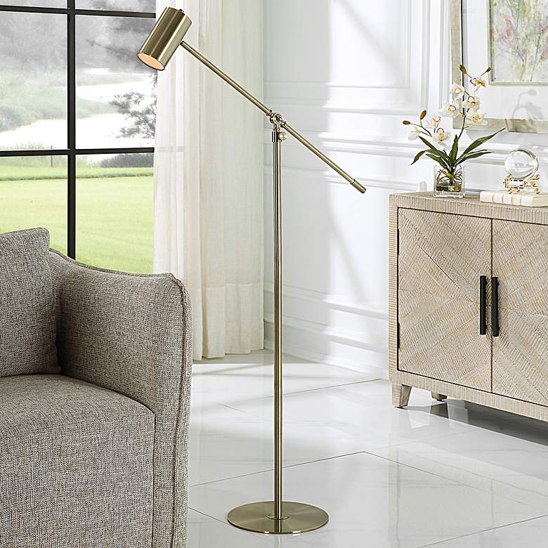 Image 1 Cinnabar Road Pecos Antique Brass Adjustable Floor Lamp