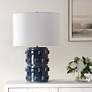 3_Cinnabar Road Poseidon Rich Blue Ceramic Accent Table Lamp more views