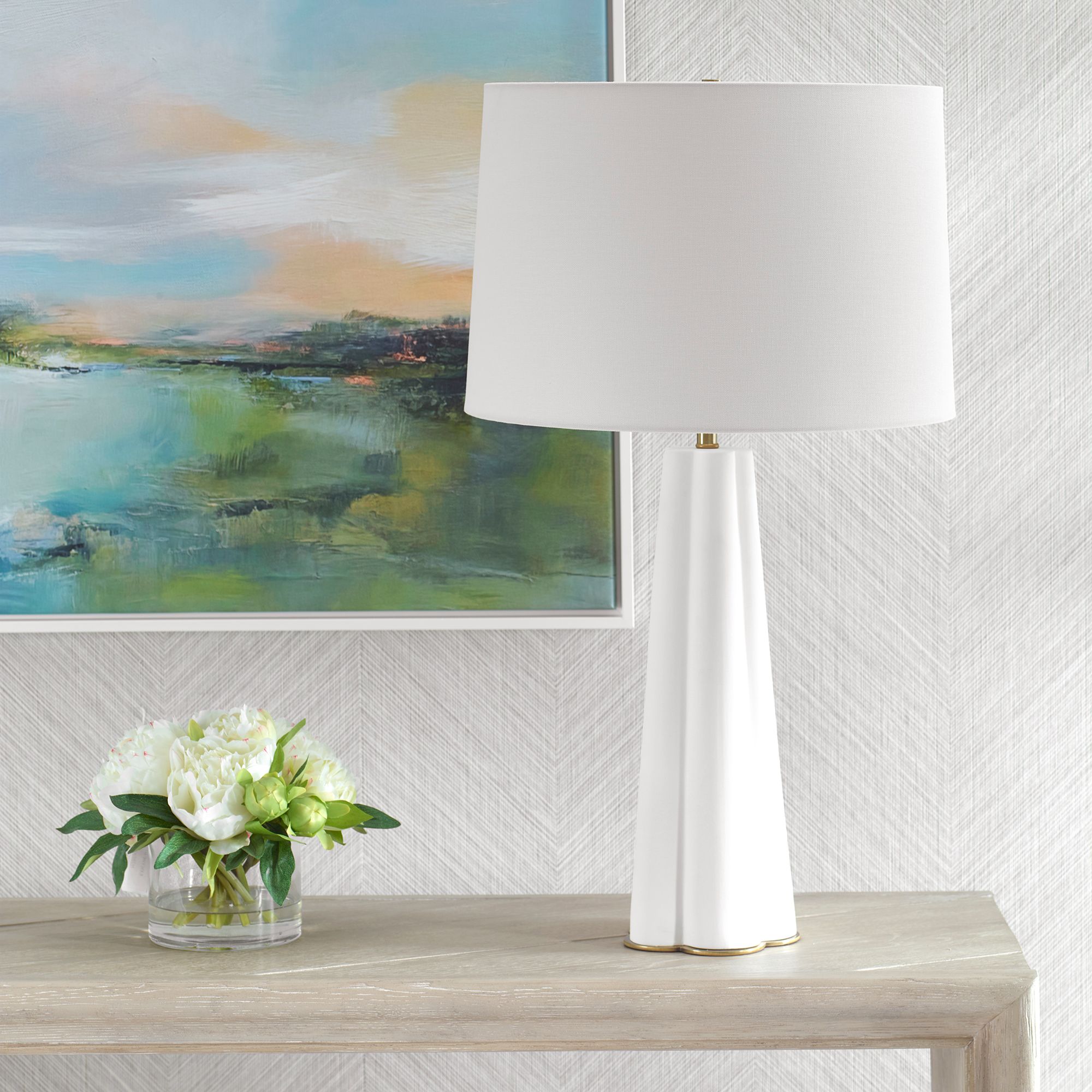 Image 3 Cinnabar Road Presidio Satin White Ceramic Table Lamp more views