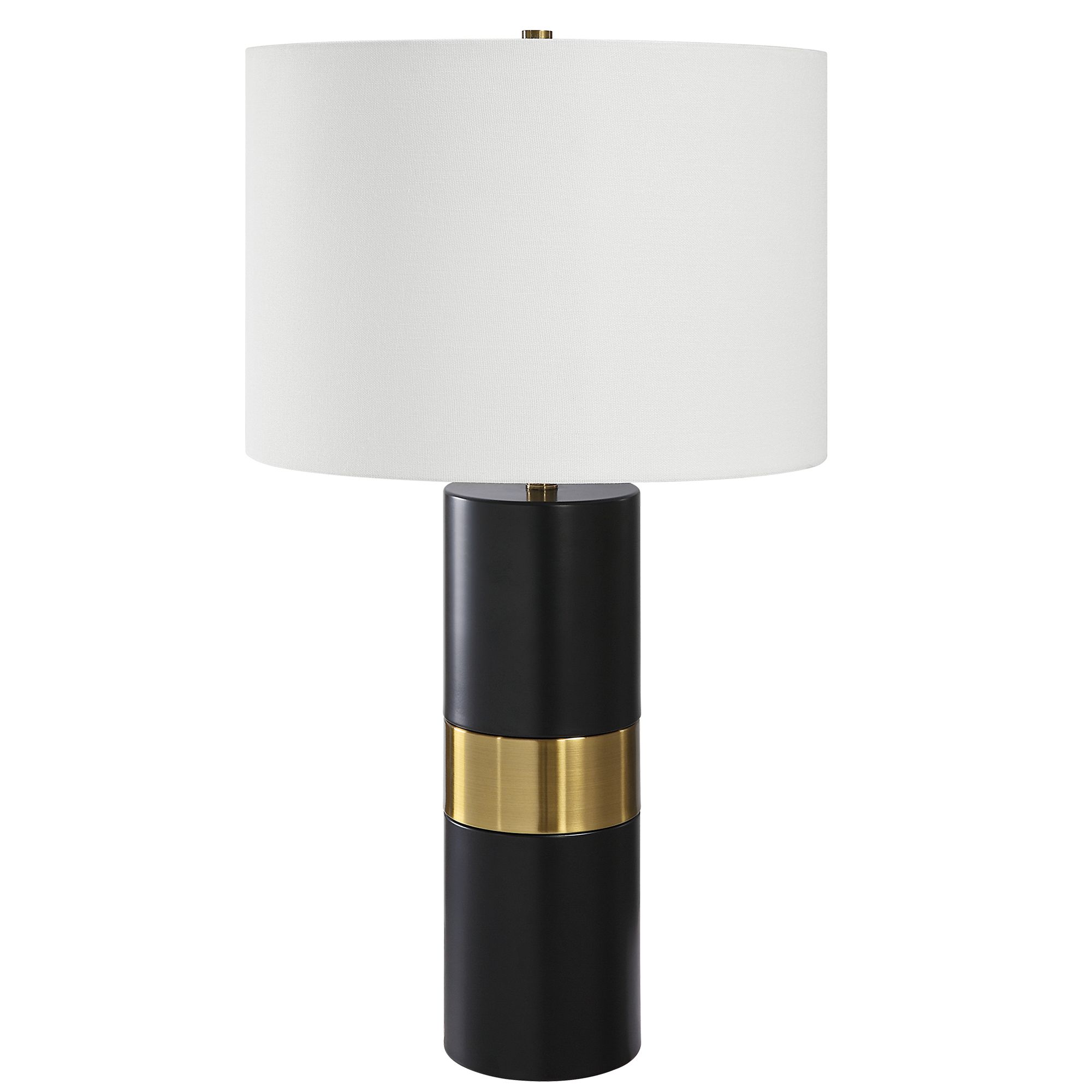 Cinnabar Road Primera Black and Gold Cylinder Table Lamp