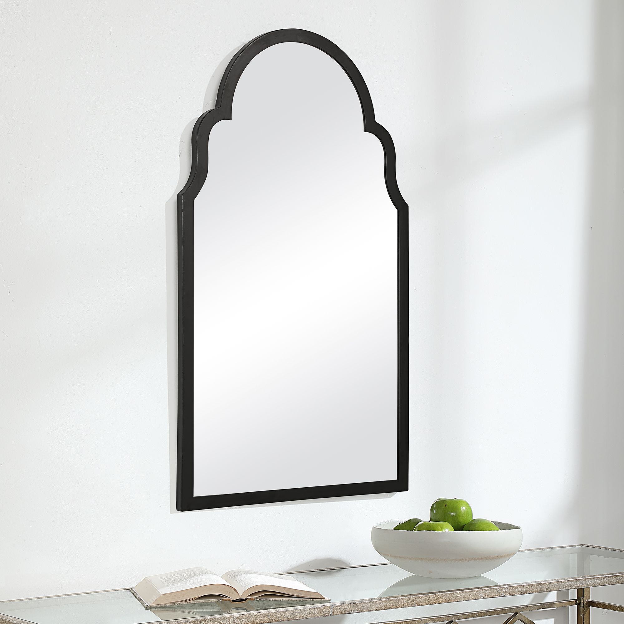 Image 3 Cinnabar Road Quinn Satin Black 21" x 37" Arch Top Wall Mirror more views