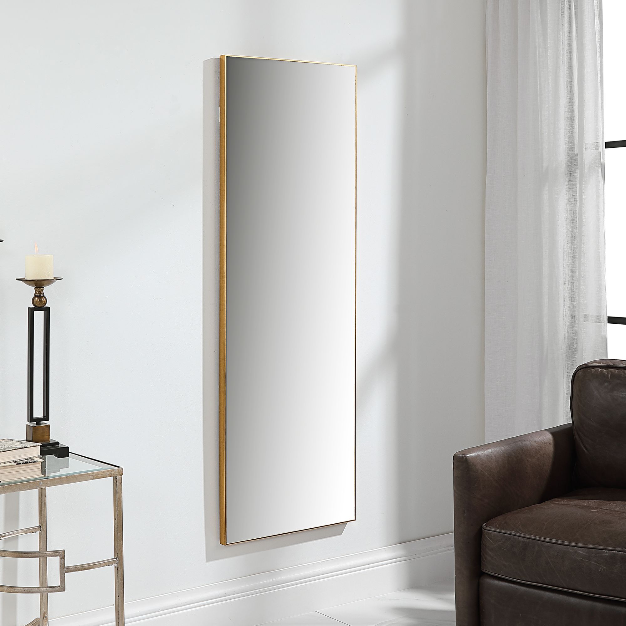 Cinnabar Road Reid Gold 20" x 60" Wall/Floor Mirror Image 4