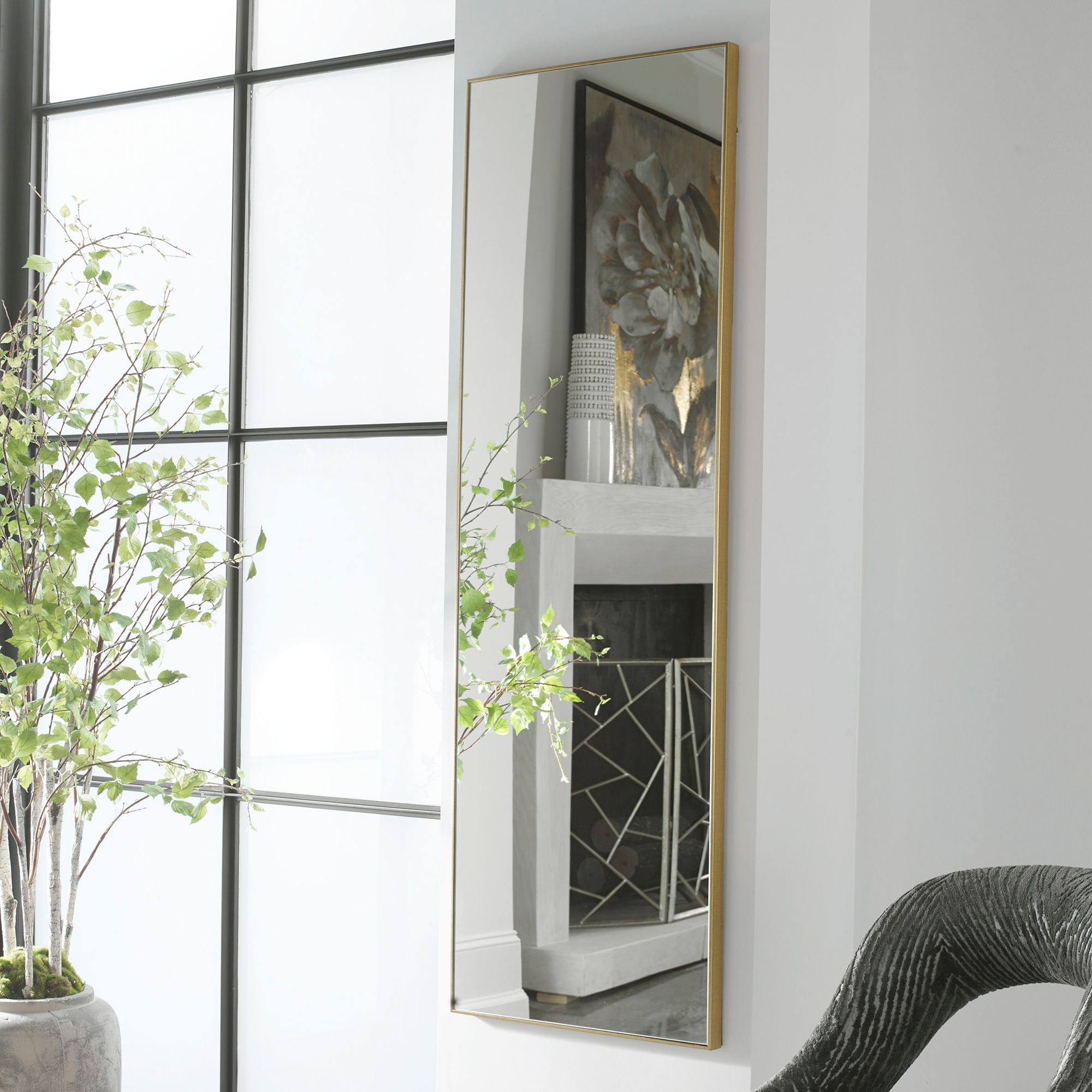Cinnabar Road Reid Gold 20" x 60" Wall/Floor Mirror Image 5