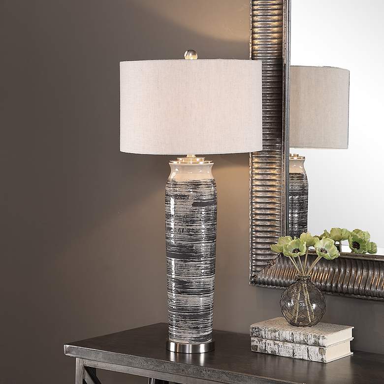 Image 1 Cinnabar Road Roanoake Dark Gray Ceramic Table Lamp
