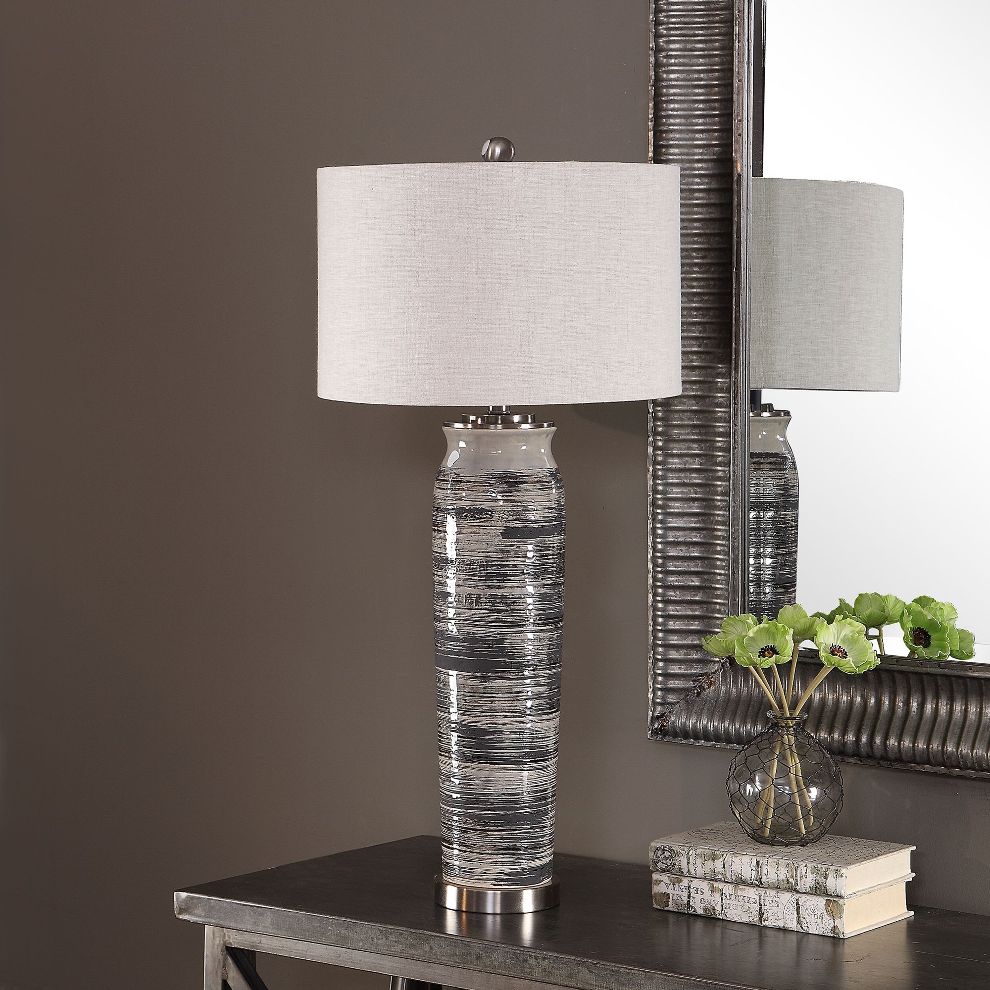 Image 3 Cinnabar Road Roanoake Dark Gray Ceramic Table Lamp more views