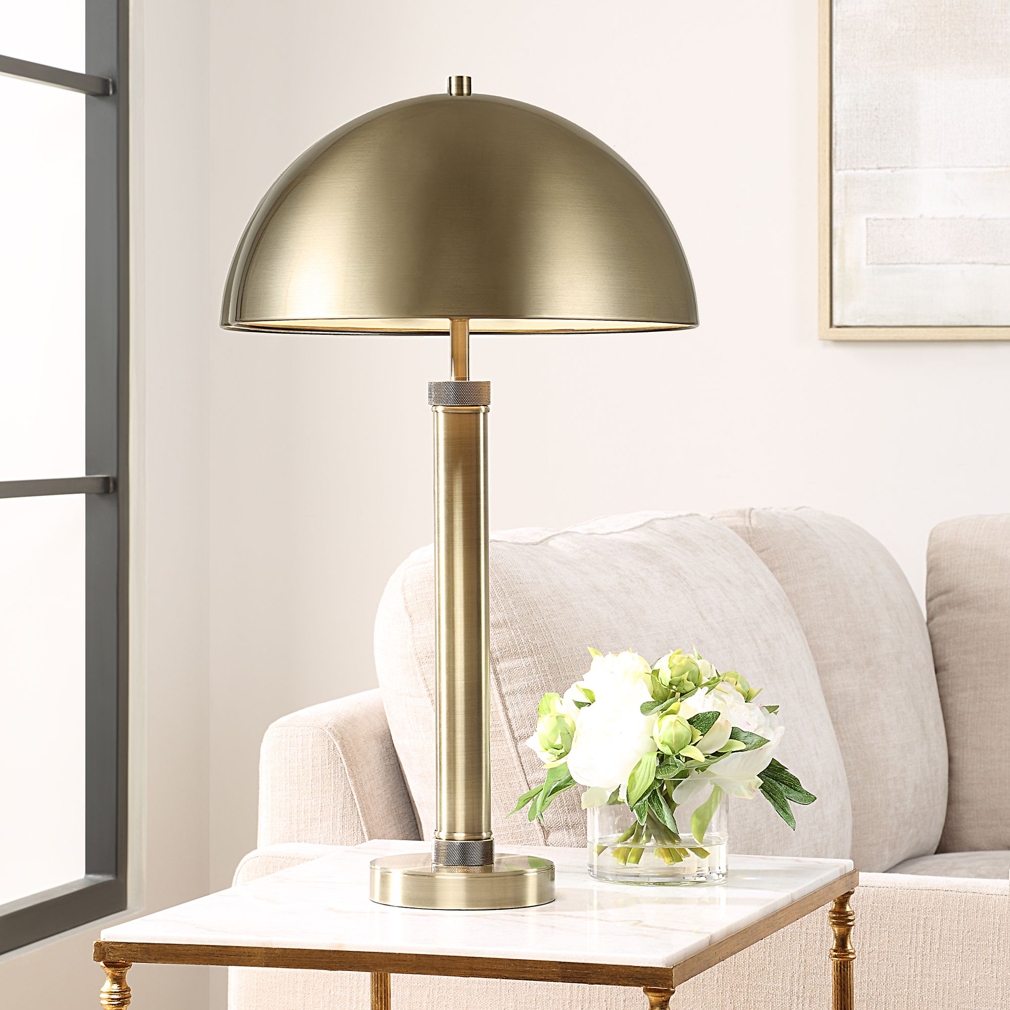 Image Cinnabar Road San Saba 26 1/2" High Antique Brass Dome Table Lamp