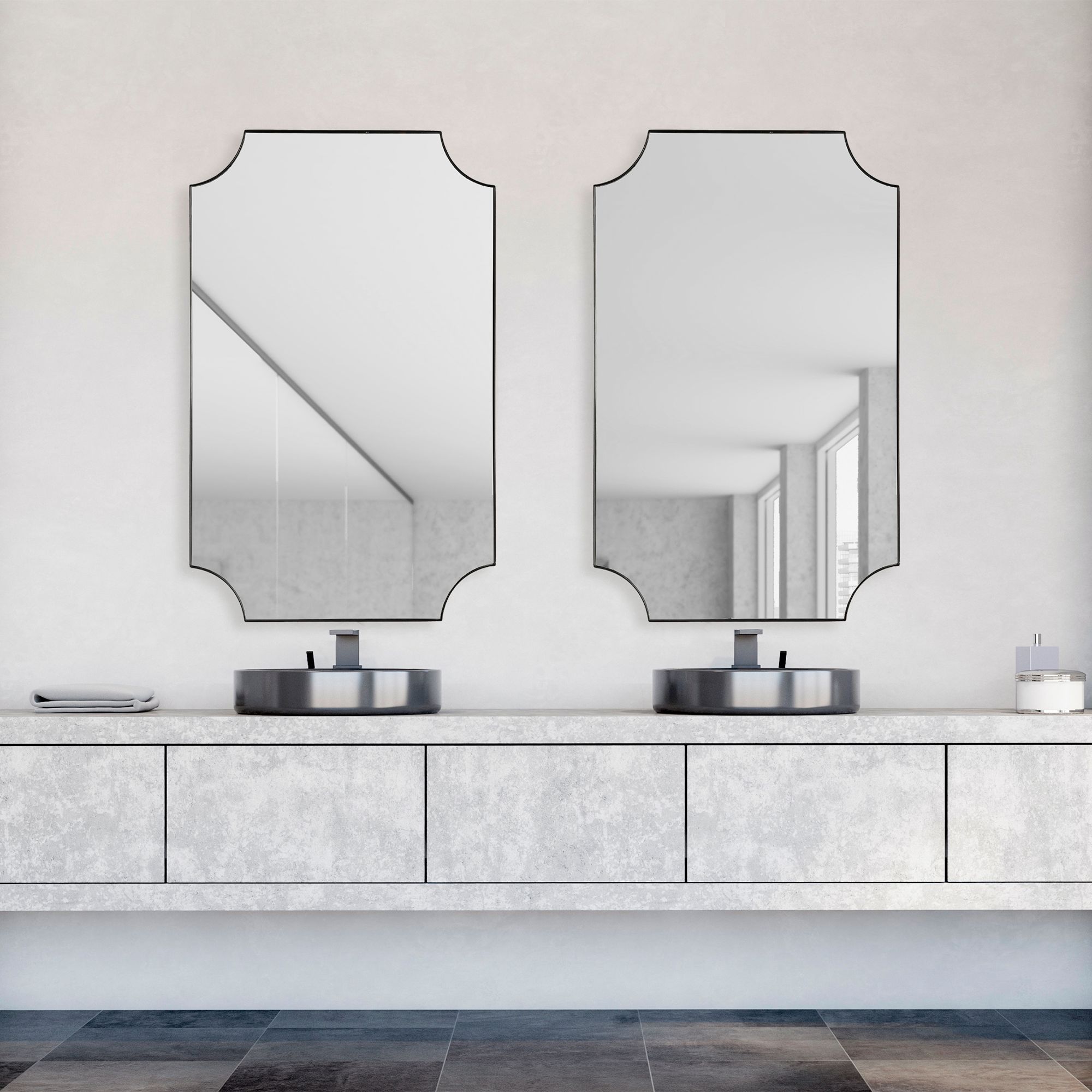 Image 3 Cinnabar Road Saville Satin Black 20" x 32" Wall Mirror more views
