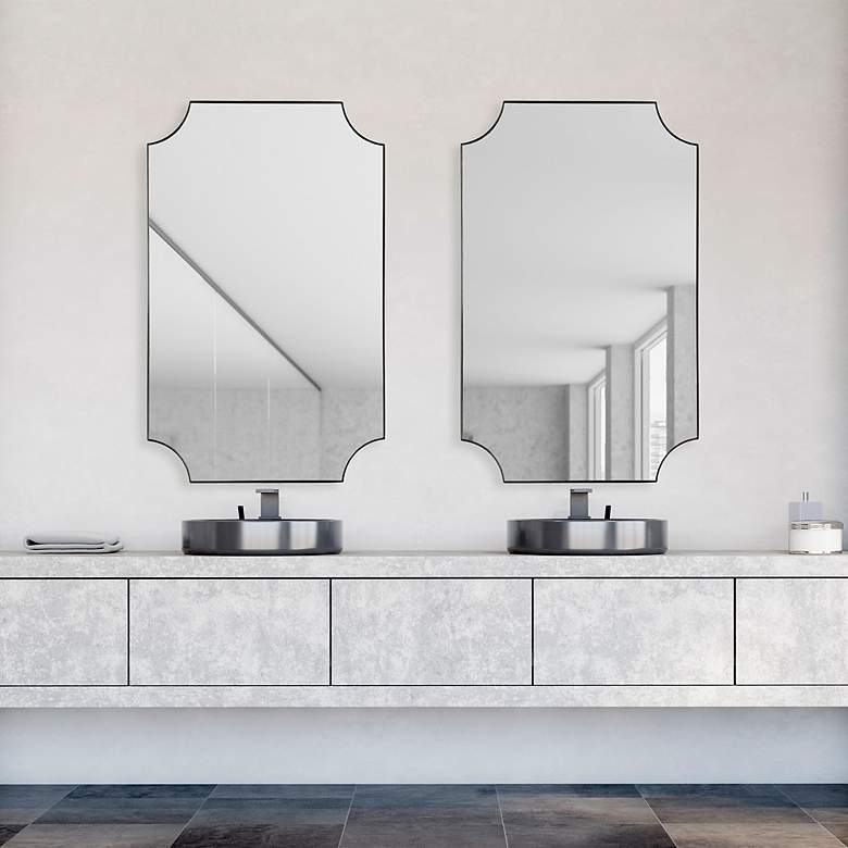 Image 3 Cinnabar Road Saville Satin Black 20" x 32" Wall Mirror more views