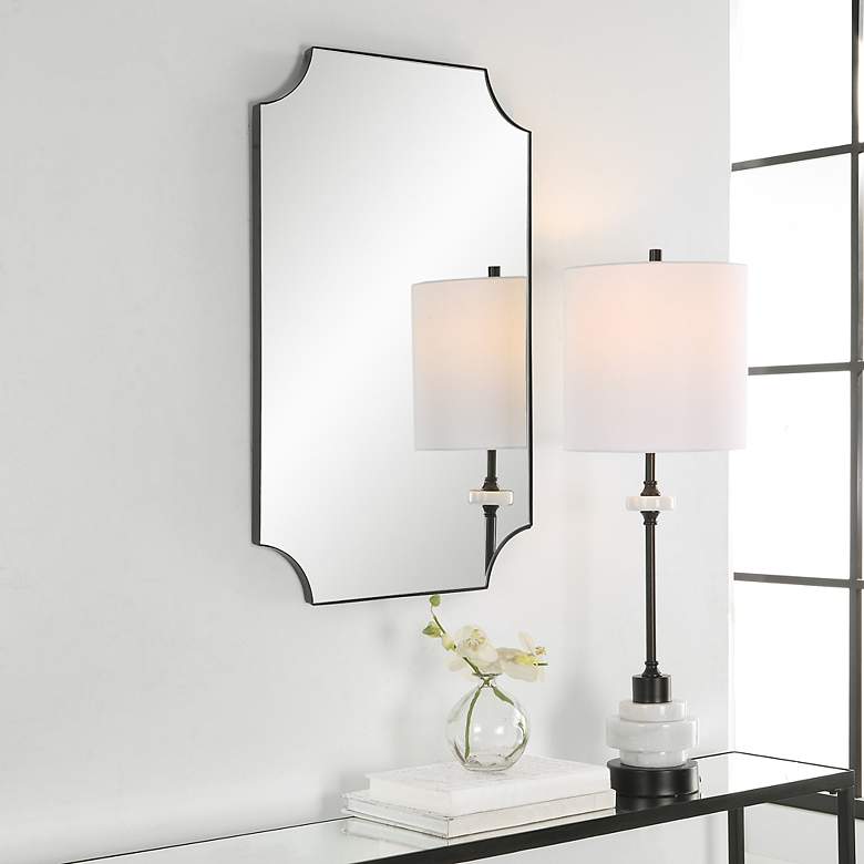 Image 4 Cinnabar Road Saville Satin Black 20" x 32" Wall Mirror more views
