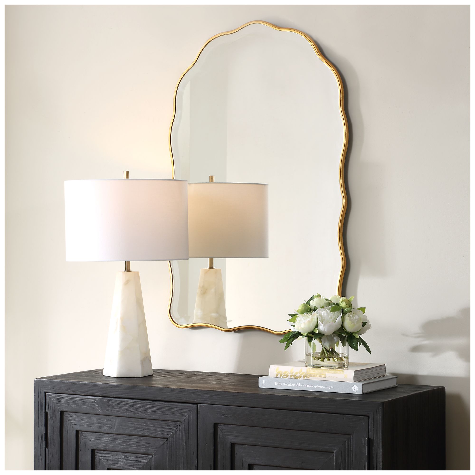 Image 4 Cinnabar Road Seren Gold 24" x 36" Arch Top Wall Mirror more views