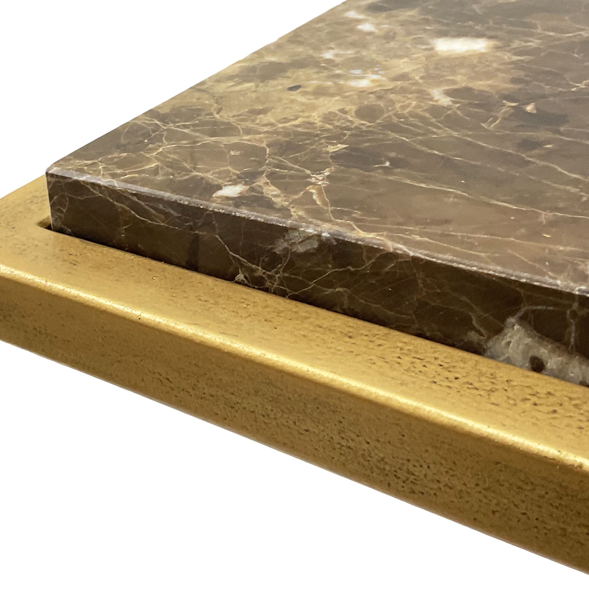 Image 6 Cinnabar Road Sicorro 10"W Gold Accent Table w/ Brown Marble more views