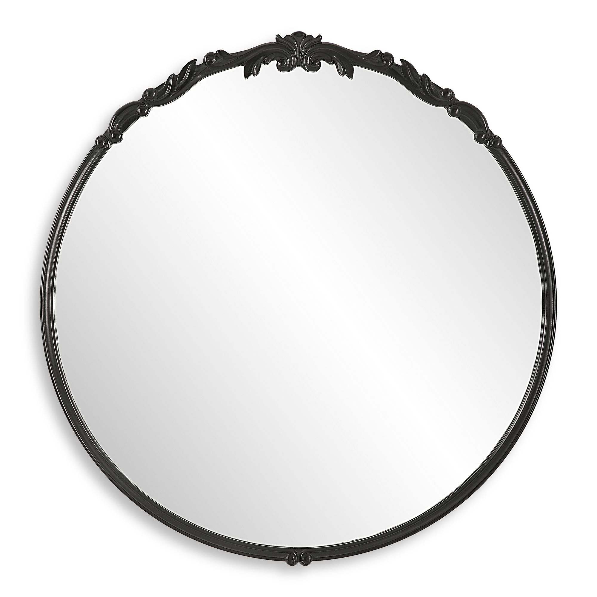 Cinnabar Road Sinclair Satin Black 30" x 31" Round Wall Mirror