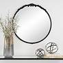 1_Cinnabar Road Sinclair Satin Black 30" x 31" Round Wall Mirror