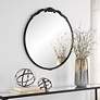 3_Cinnabar Road Sinclair Satin Black 30" x 31" Round Wall Mirror more views