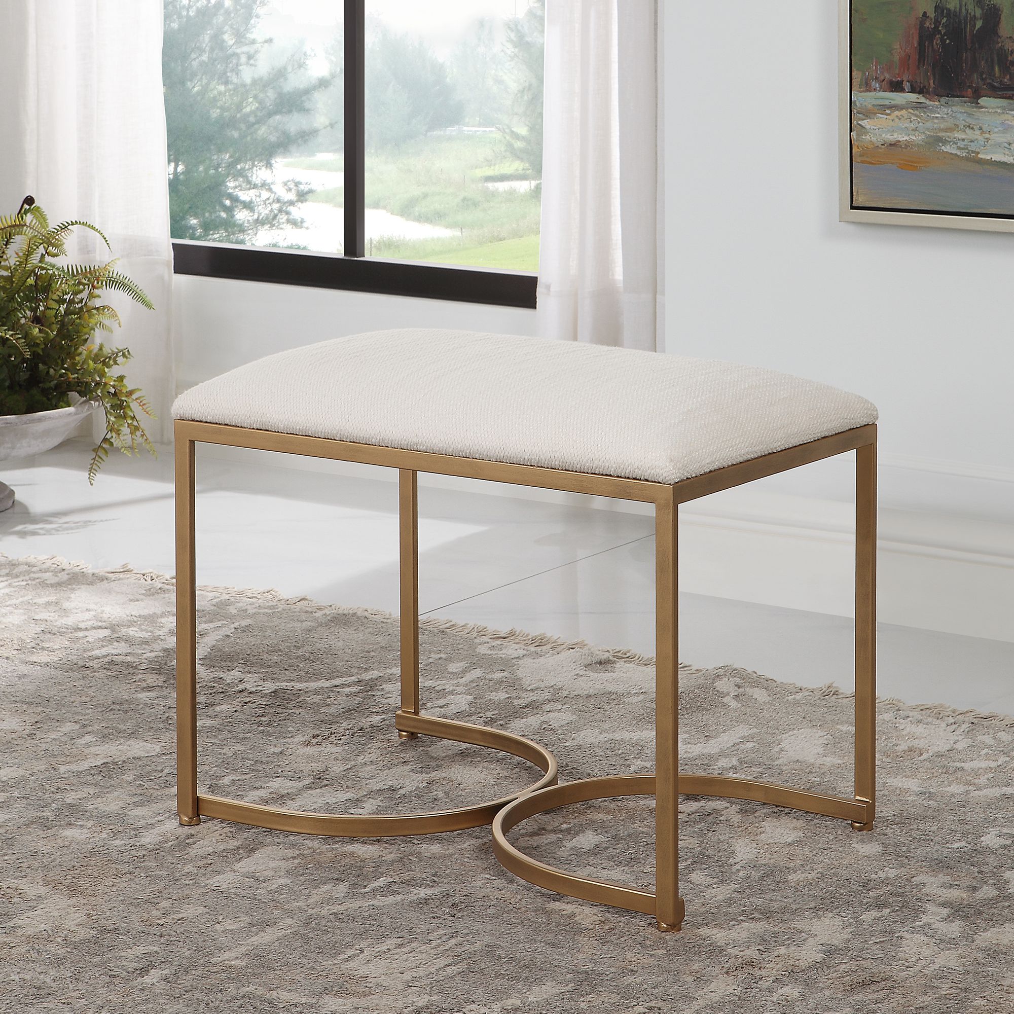Image Cinnabar Road Sonora 24"W Rectangular Brushed Brass Bench