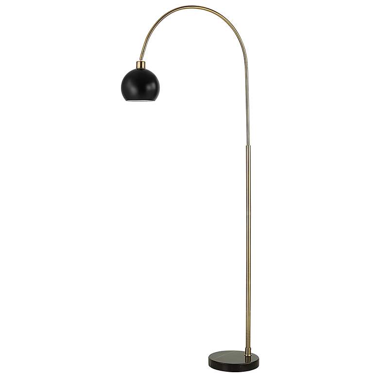 Image 2 Cinnabar Road Tieren 72" High Brass and Black Modern Arc Floor Lamp
