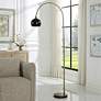 1_Cinnabar Road Tieren 72" High Brass and Black Modern Arc Floor Lamp