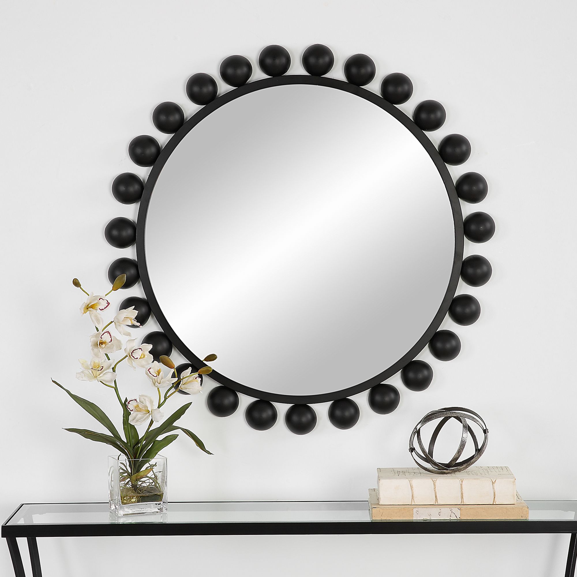 Thumbnail4 of Cinnabar Road Valencia Matte Black 34" Round Wall Mirror more views