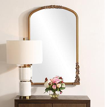 Cinnabar Road Vespera Antiqued Gold 23 3/4" x 36" Wall Mirror