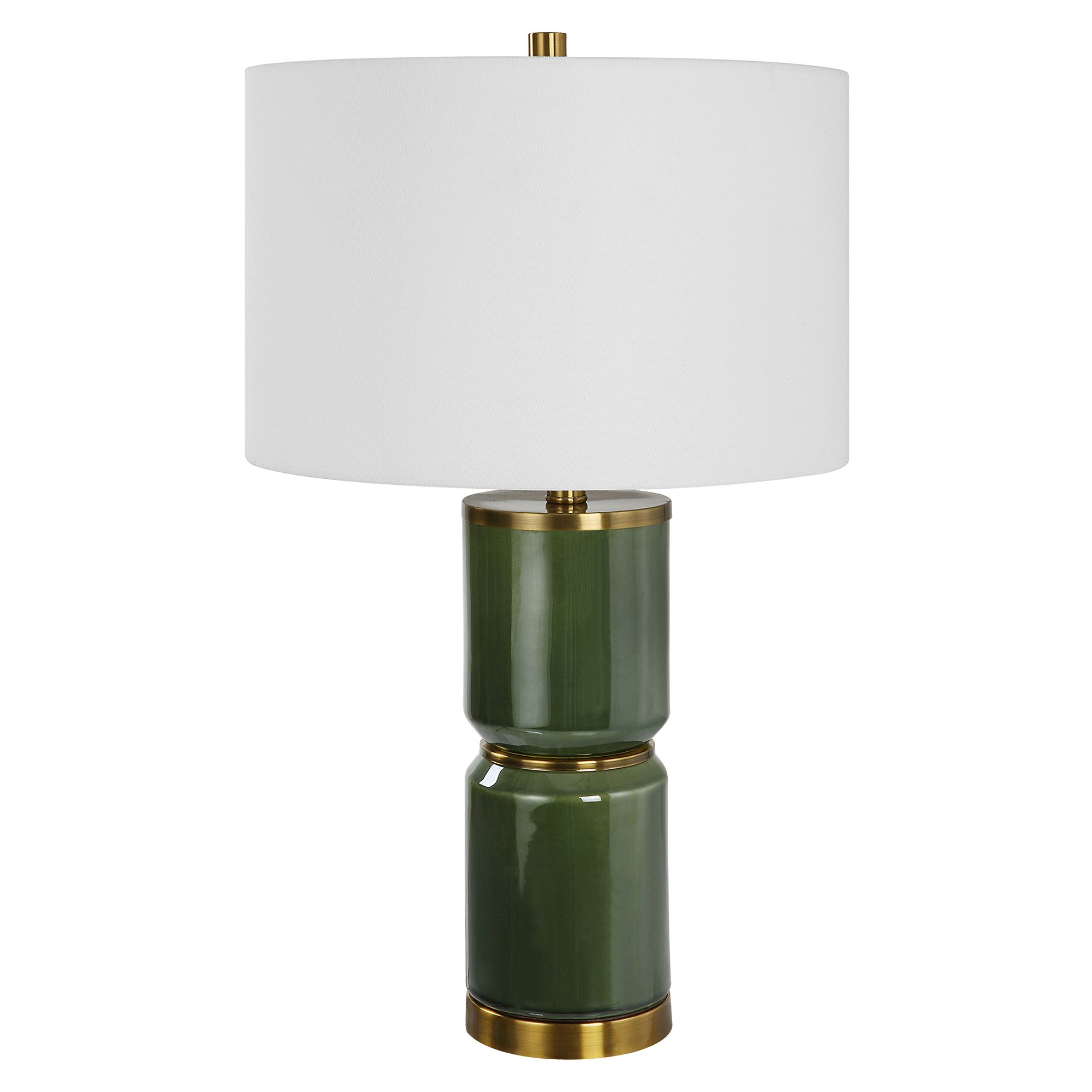 Cinnabar Road Vidar Green Ceramic and Gold Metal Table Lamp
