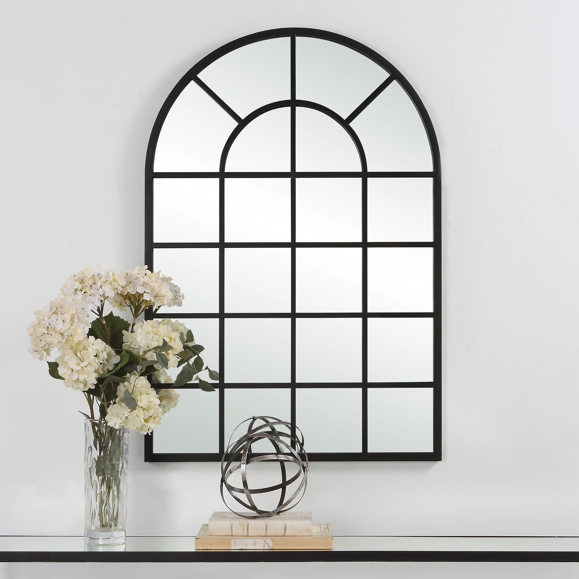 Image 3 Cinnabar Road Zinfandel 30" x 44" Black Windowpane Arch Mirror more views