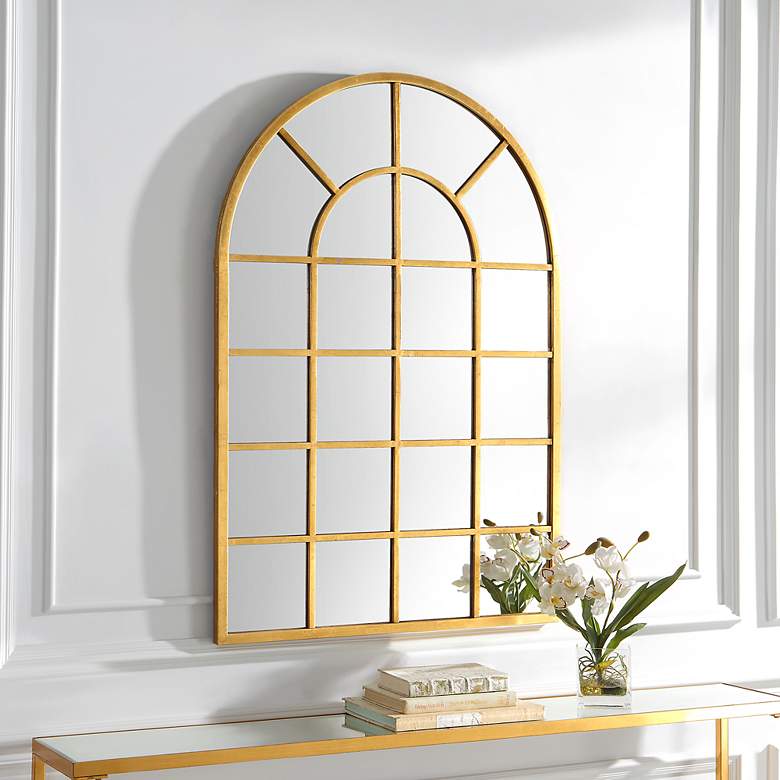 Image 3 Cinnabar Road Zinfandel Gold 30" x 44" Window Pane Wall Mirror more views